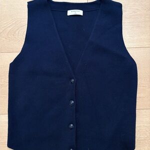 Babaton Wonder Yarn Knit Navy Blue Vest Cardigan
